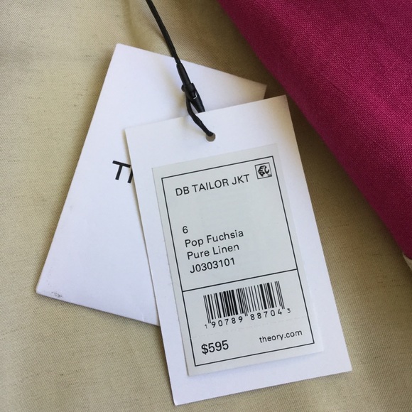 Theory Blazer Tailored Pure Linen Fuchsia Pink - Picture 7 of 8